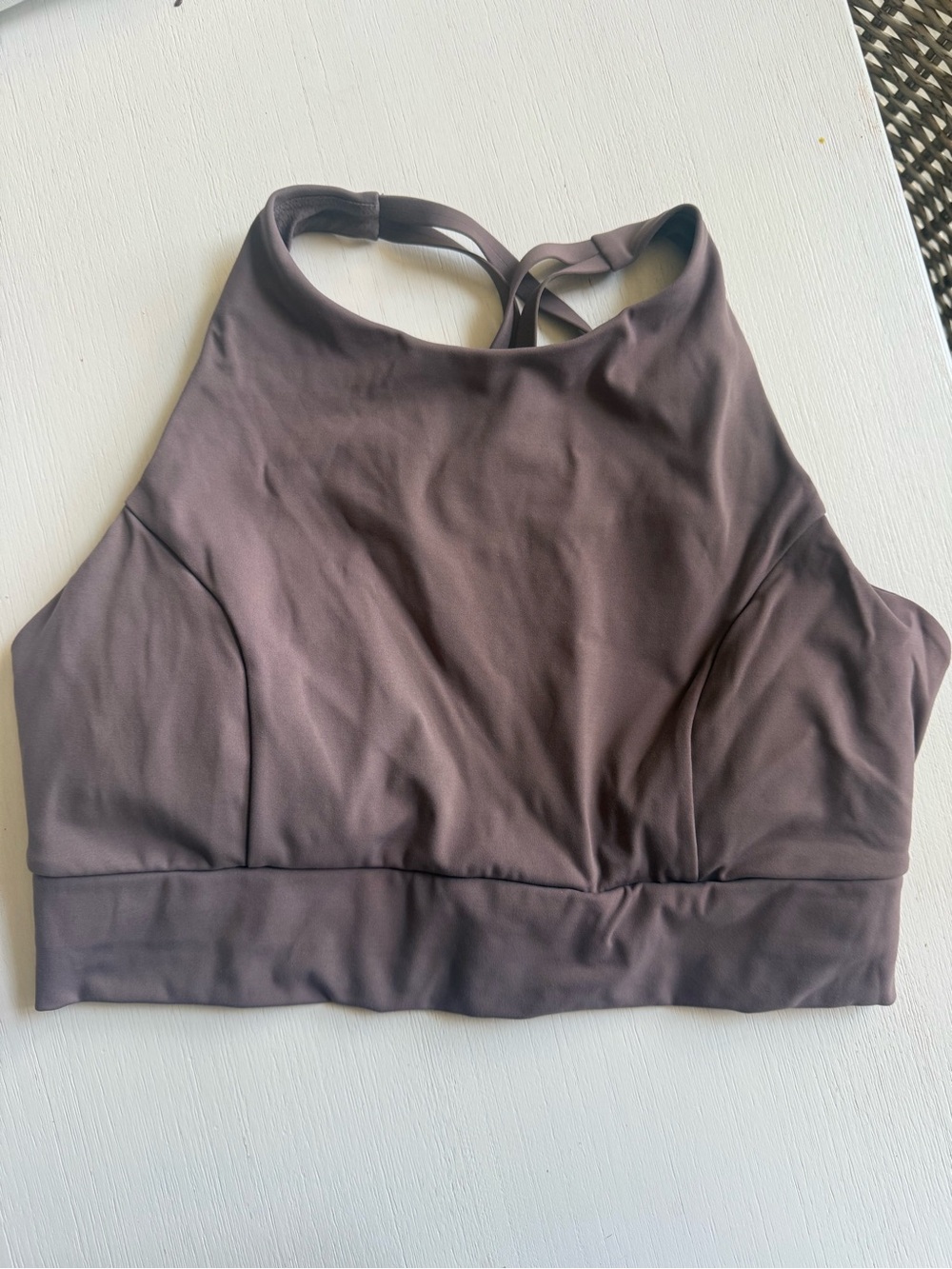 High-Neck Sports Bra in Mauve Taupe